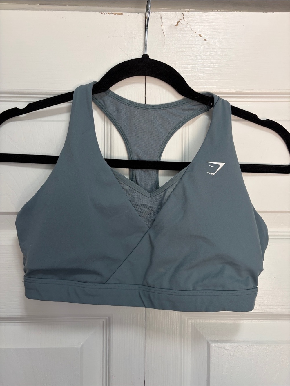 Gymshark Slate Blue Cross-Front Racerback Sports Bra
